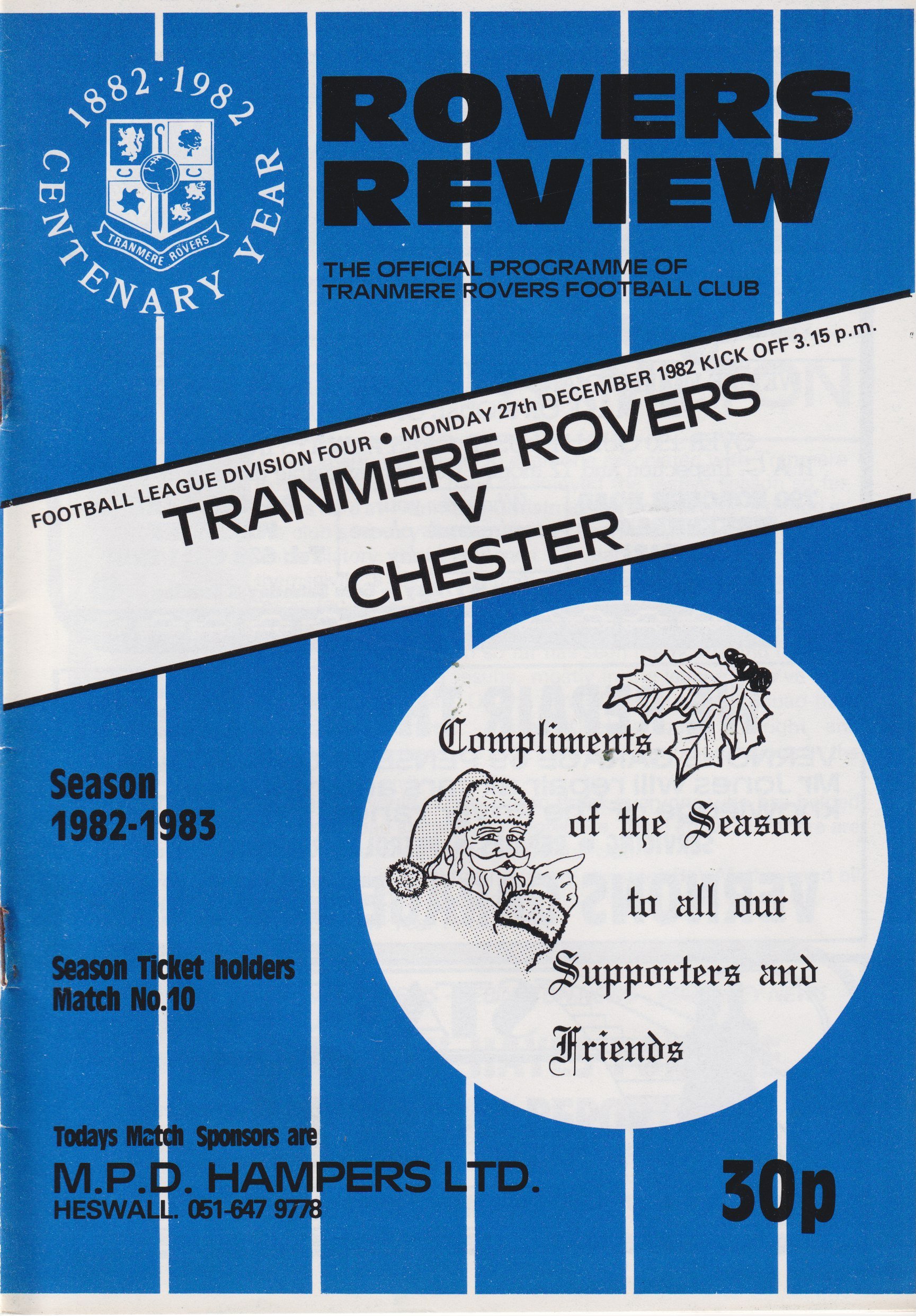 Tranmere Rovers v Chester match programme